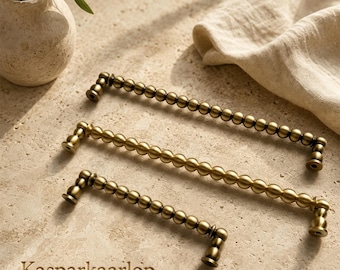 Gebürstetes Messing Massiv Schrankgriffe/Messing Perlen Schrankknäufe/Einzigartige Schrank Türknäufe/Vintage Messing Beschläge