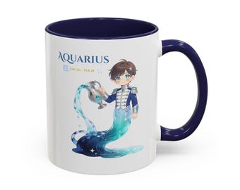 Aquarius Mug, Gift for Aquarius Boyfriend, Zodiac Coffee Mug, January February Birthday, Anniversary Valentines Astrology Gift for Him