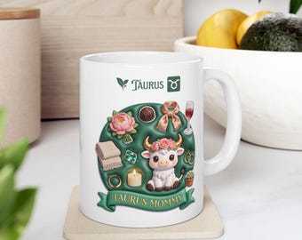 Taurus Mom Mug, Zodiac Mother's Day Gift, 3D Print Effect Coffee Mug, Taurus Mommy Birthday Gift, April May Birthday Mom, Astrology Gift