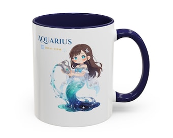 Aquarius Mug, Gift for Aquarius Girlfriend, Zodiac Coffee Mug, January February Birthday, Anniversary Valentines Astrology Gift for Her
