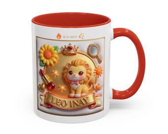 Leo Mom Mug, Leo Inay Filipino Mother's Day Gift, 3D Print Effect Coffee Mug, Tagalog Mom Mug, July August Birthday Mom, Zodiac Lion Gift