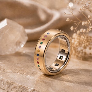 9kt Oura Ring Silver Gold Vermeil Smart Ring Enhancer Sparkle Multi Color Band Cover