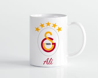Taza de cerámica del Galatasaray con logo, taza para aficionados al fútbol, taza de café GS, regalo para aficionados, taza roja y amarilla, decoración de productos para aficionados del club turco