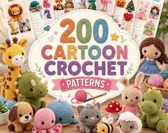 200+ Cartoon Amigurumi Crochet Patterns | Animals, Dolls, Toys (Digital Download)
