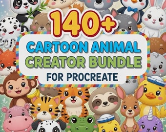 140+ Cartoon Animal Creator Procreate Brushes | Animal Builder Stamp Set (Digital Download)