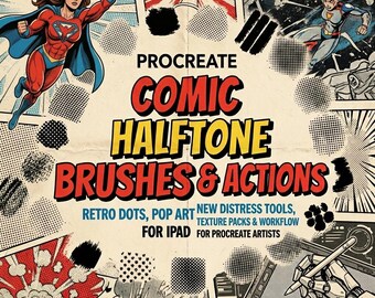 Comic Halftone Brushes for Procreate | Retro Dot Shading, Pop Art Texture Pack (iPad)