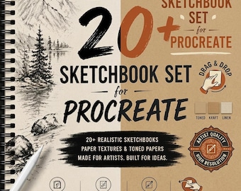 20+ Procreate Sketchbook Set | Realistic Paper Textures, Toned Papers (Digital Download)