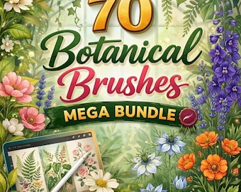 70 Botanical Procreate Brushes | Realistic Plant Illustration Tools (Digital Download)