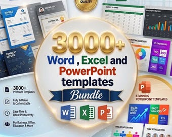 3000+ Word Excel PowerPoint Templates Bundle | Fully Editable Office bundle