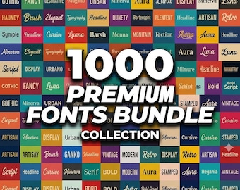 1000+ Fonts Bundle, Luxury Script, Sans Serif, Display Typography (Digital Download)