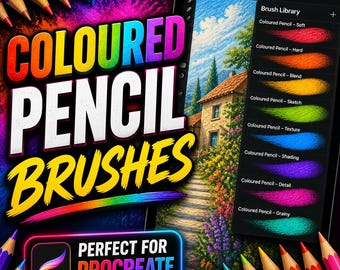 Coloured Pencil Brushes for Procreate | Realistic Texture Sketch Shading Pack