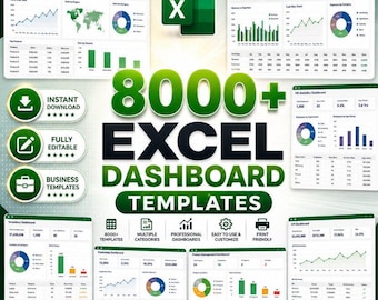 8000+ Excel Dashboard Templates Bundle | KPI, Finance, Sales & Business Reporting Spreadsheets | Analytics Dashboard Pack