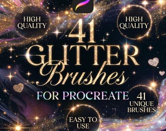 41 Glitter Brushes for Procreate, Sparkle Shine Effects (Digital Art)