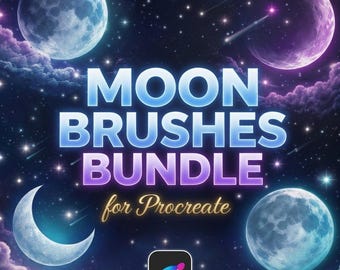 moon Brushes for Procreate| Realistic Lunar Stamps, Celestial Glow (Digital Download)