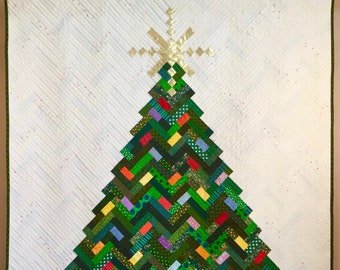 PDF Quilt Pattern -- Digital Pattern for New Slant on Christmas quilt; Christmas tree; holiday quilt