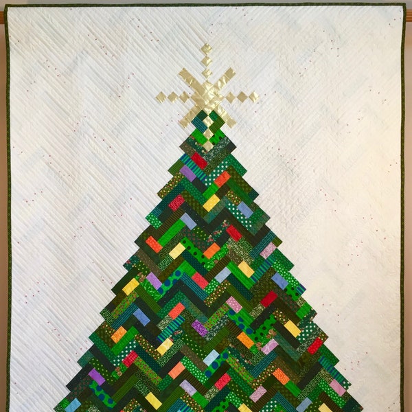 PDF Quilt Pattern -- Digital Pattern for New Slant on Christmas quilt; Christmas tree; holiday quilt