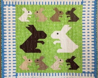 PDF Quilt Pattern -- Digital Pattern for The Bunny Family wall quilt