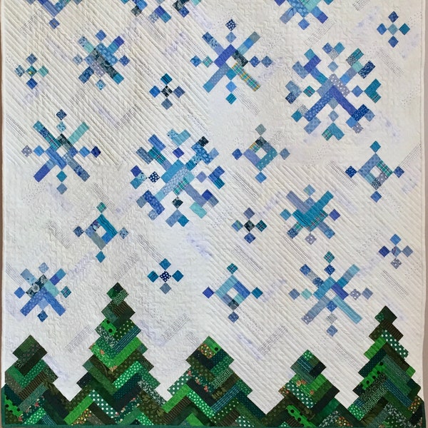 PDF Quilt Pattern -- Digital Pattern for New Slant on Snowflakes quilt; Christmas quilt; holiday quilt