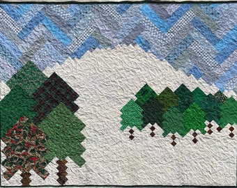 PDF Quilt Pattern -- Digital Pattern for Ski Run; winter scene; holiday quilt