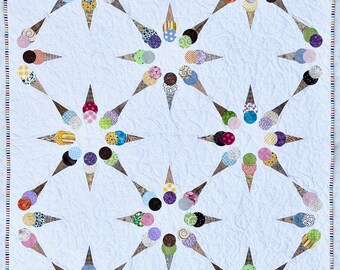 Quilt Pattern -- Paper Pattern for Dancing Ice Cream Cones quilt