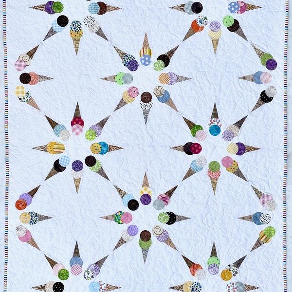 Quilt Pattern -- Paper Pattern for Dancing Ice Cream Cones quilt