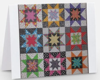 Set of 10 Seeing Stars quilt note card (folded)