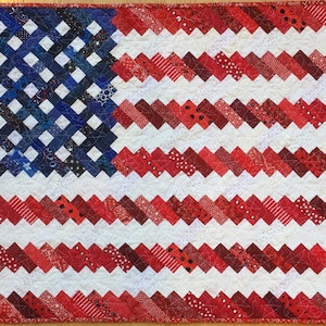 PDF Quilt Pattern -- Digital Pattern for New Slant on Old Glory; American flag quilt, U.S. flag quilt