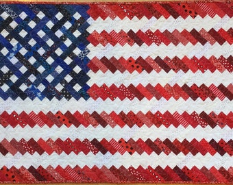 PDF Quilt Pattern -- Digital Pattern for New Slant on Old Glory; American flag quilt, U.S. flag quilt