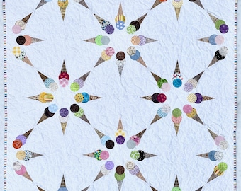 PDF Quilt Pattern -- Digital Pattern for Dancing Ice Cream Cones quilt