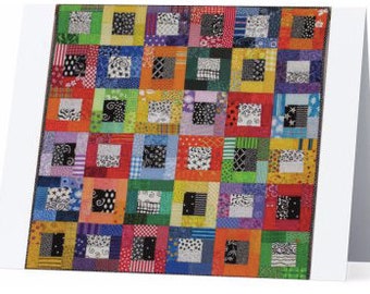 Set of 10 Color Blocks quilt note cards (folded)