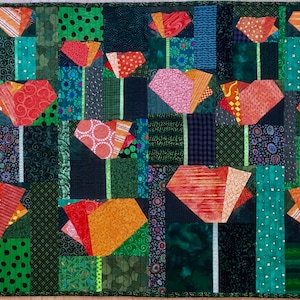 PDF Quilt Pattern -- Digital Pattern for California Poppies quilt