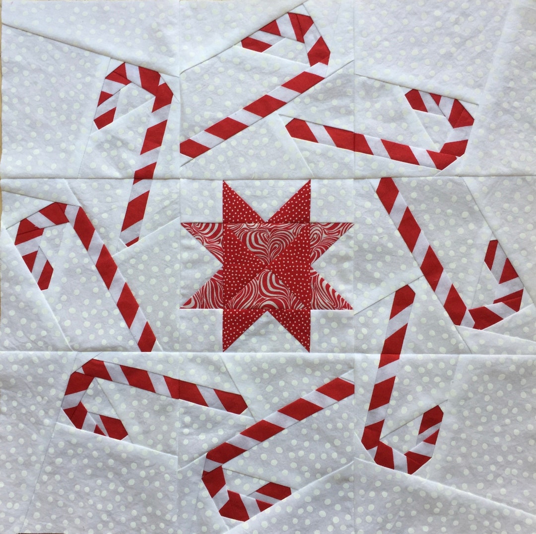 Quilt Block Pattern -- Paper Pattern for Candy Canes Quilt Block ...
