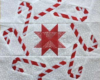 Quilt Block Pattern -- Paper Pattern for Candy Canes quilt block -- Part #3 of my "Wreath-o-rama" quilt