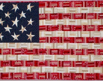 PDF Quilt Pattern -- Digital Pattern for Flag #4 wall quilt featuring Jan Mullen/Stargazey's "Slender Starz" (pdf)