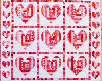 Log Cabin Heart wall quilt