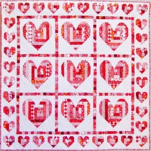 PDF Quilt Pattern Digital Pattern for Log Cabin Heart wall quilt pdf image 1