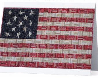 Set of 10 American Flag (#5) quilt note cards (folded)