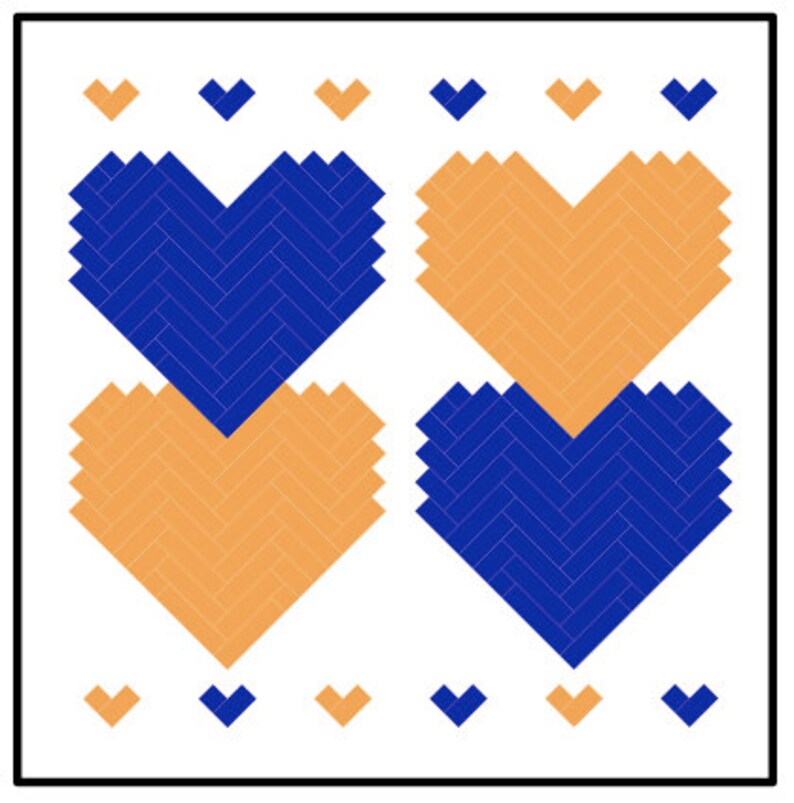 PDF Quilt Pattern Digital Pattern for New Slant on Hearts quilt image 6