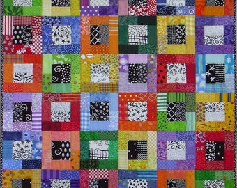 PDF-quiltpatroon - Digitaal patroon voor muurquilt met kleurblokken (pdf)