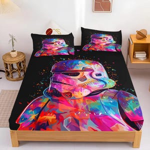 Dark Space Villain Bedding Set Fitted Sheet With Pillowcases Sci Fi Bedroom Decor Galaxy Bed Linen Kids Teen Room