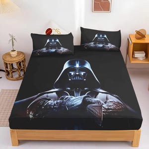 Dark Space Villain Bedding Set Fitted Sheet With Pillowcases Sci Fi Bedroom Decor Galaxy Bed Linen Kids Teen Room