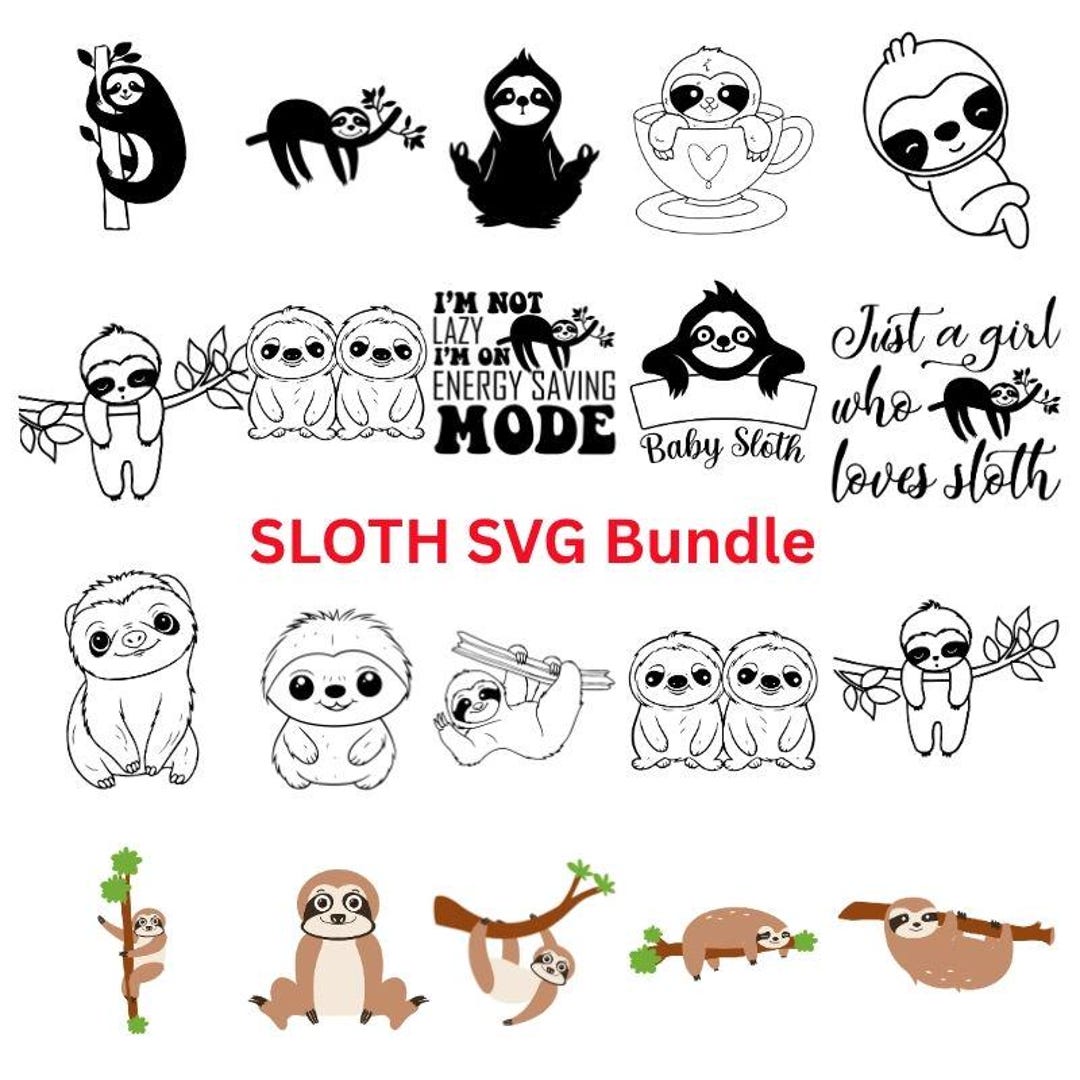 30 Sloth SVG Bundle – Lazy Animal Designs (instant Download) - Etsy