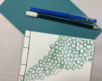 Cascading Green Circles Handmade Japanese Stab Books | Sketchbooks, Watercolor Paper, Handbound Books, Ar Journals