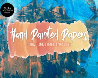 Hand Painted Papers for Collage, Junk Journal, Mixed Media Art Supplies