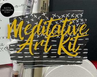 Meditative Art Kit | Portable Travel Watercolor & Pen Kit for Mindfulness, Zentangle, Stress Relief