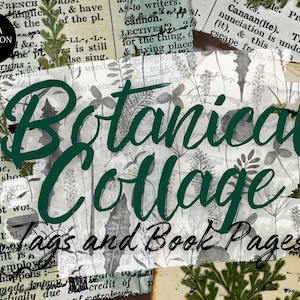 Botanische collage cadeaukaartjes en boekpagina's | Rustiek, op de natuur geïnspireerd, geüpcycled, handgemaakt, junkjournal, geperste planten, uniek