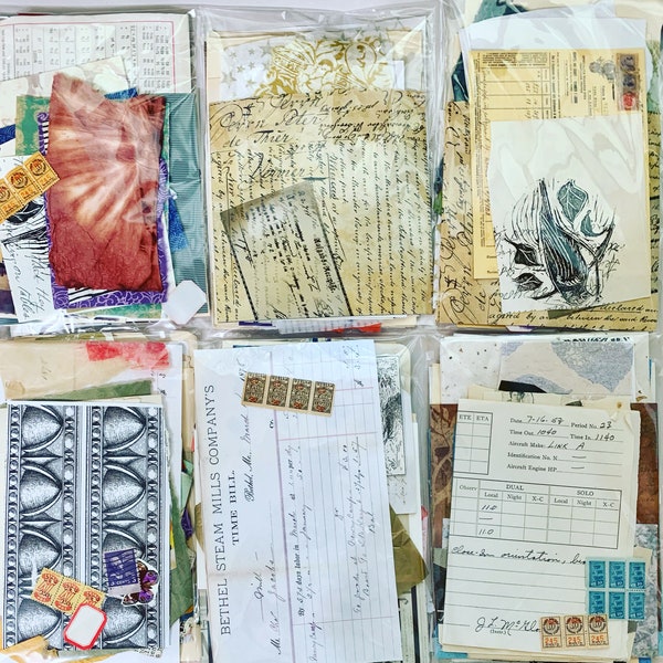 NEW BATCH! Collage Papers and Ephemera Bundles | Vintage Papers | Found Art | Collage Scraps | Junk Journal Ephemera | Collage Art Papers