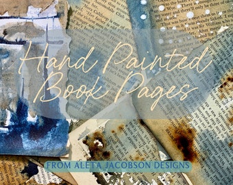 Hand Painted Vintage Book Pages: Mixed Media Ephemera