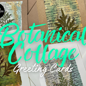 Cartes de voeux de plantes pressées | Rustique, inspiré de la nature, fait main, papier kraft, recyclé, unique, collage botanique, unique en son genre