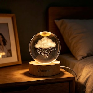 Personalized Solar System Night Light, Crystal Ball Lamp, Galaxy Globe, Astronomy Gift, Space Lover Gift, Bedroom Decor, Gift For Her image 9